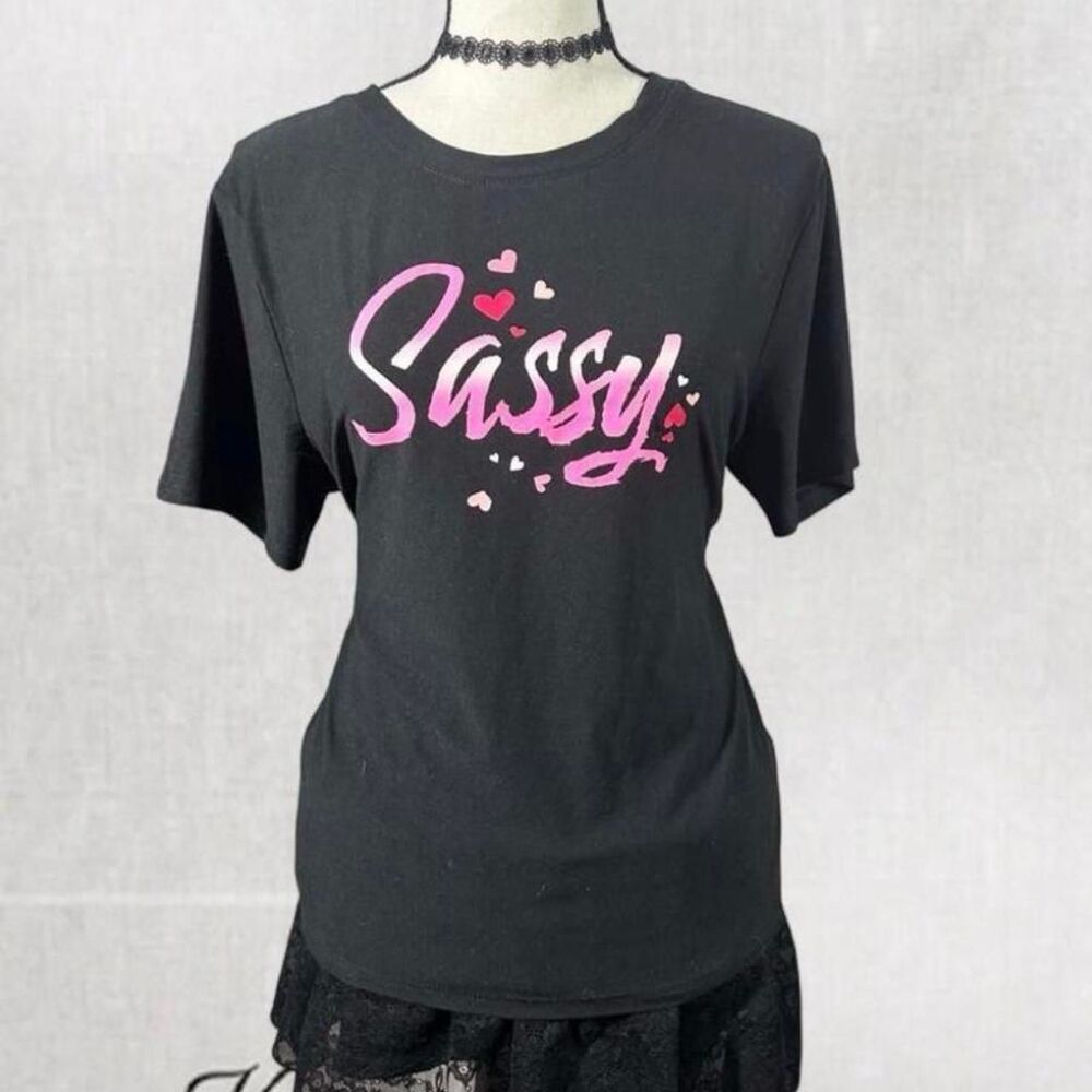 Alternative Girl Style Graphic “Sassy” Black and Pink T-Shirt